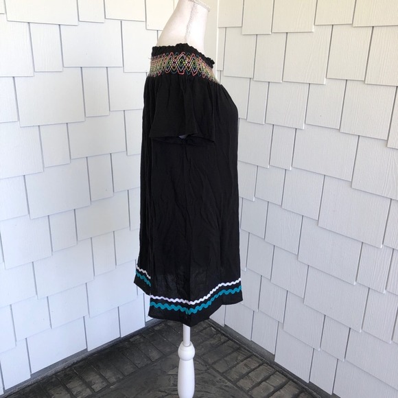 MIKEN SWIM Women's Navy Blue Off Shoulder Smocked Neckline Swim Cover-up sz S - Picture 4 of 5